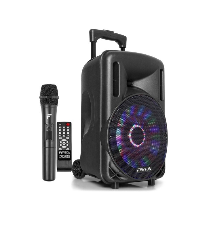 SISTEMA PORTATILE ATTIVO COMPLETO DA 450W LED RGB 10” CON BLUETOOTH - USB - MP3 - MICROFONO UHF
