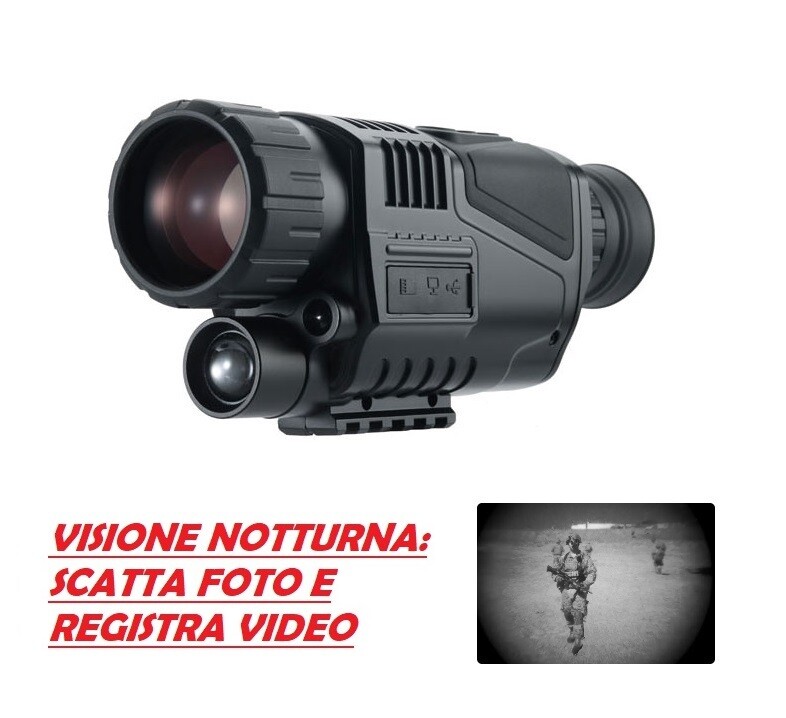VISORE NOTTURNO DIGITALE CON REGISTRAZIONE VIDEO E FOTO CON COMODO BORSELLO E CINTURINO - PORTATA ILLUMINATORE INFRAROSSI 200 MT
