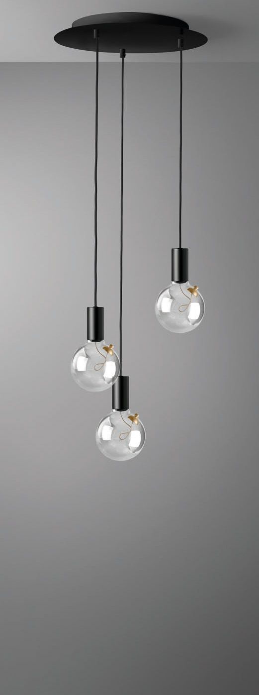 LAMPADA SATELLITE KIT ROSONE NERO 3 CADUTE PENDEL ELBA: DESIGN CON OTTICA MOBILE ORIENTABILE TRAMITE MAGNETE