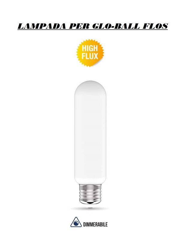 LAMPADINA LED TUBOLARE E27 DIMMERABILE IN VETRO SATINATO 14W T38 LUCE CALDA 3000K - ADATTA PER FLOS GLO-BALL GLOBALL
