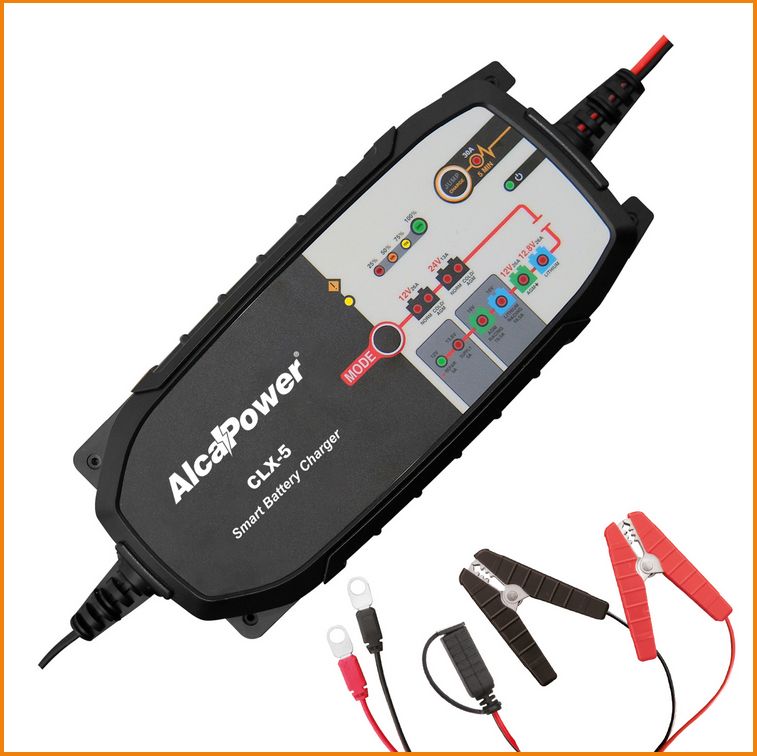 CARICABATTERIE SWITCHING AUTOMATICO 26A 12 E 24V 25-500Ah - SMART BATTERY CHARGER CLX-5 PER BATTERIE AL PIOMBO 12V, 16V, 24V E LiFePO4 12.8V, 16V