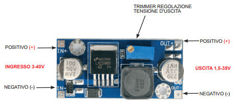 Convertitore DC/DC uscita regolabile da 1,5 a 35 V
