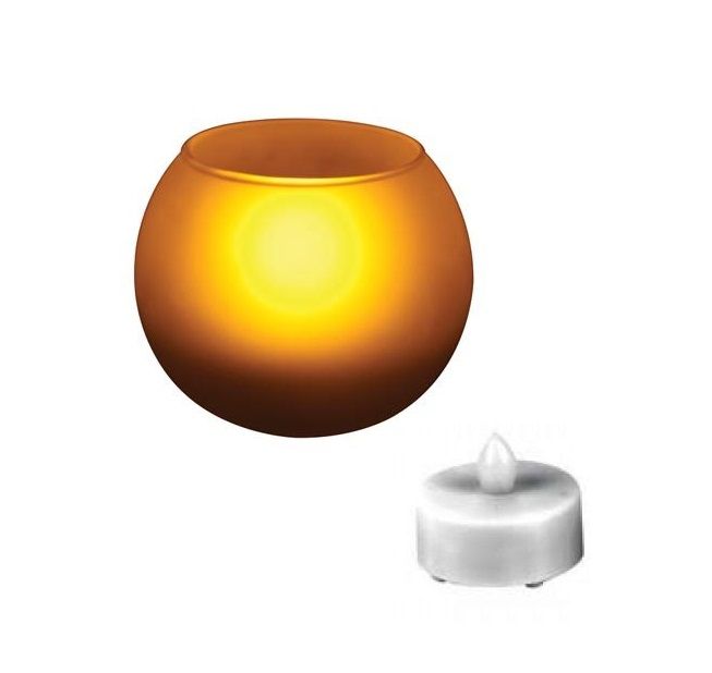 CANDELA A LED IN BICCHIERE SATINATO CREA ATMOSFERA CALDA ED ACCOGLIENTE (IDEALE PER LE FESTE ED HALLOWEEN)