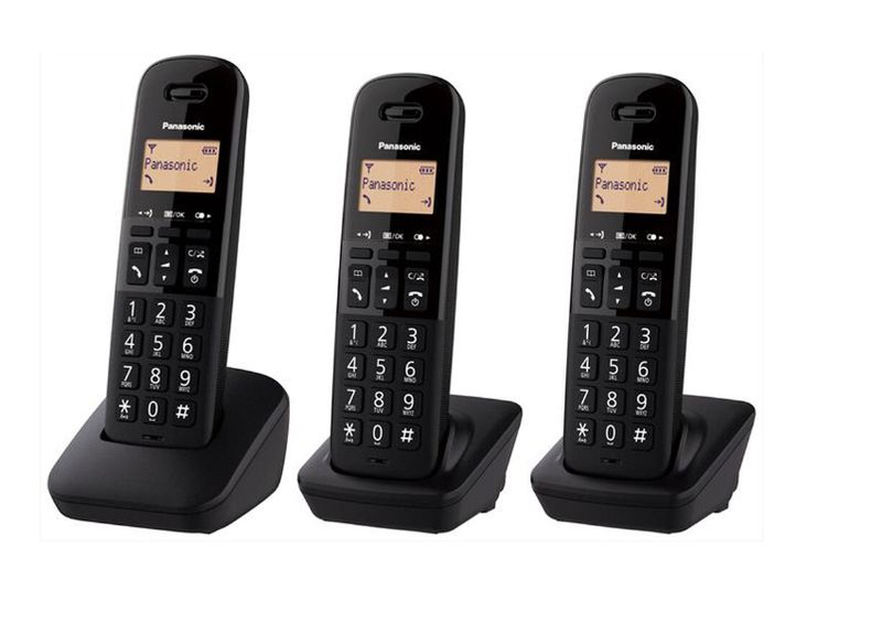 TELEFONO CORDLESS TRIO (3 CORDLESS) NERO PANASONIC KX-TG1613 JTB RUBRICA 50 NOMI ID CHIAMANTE