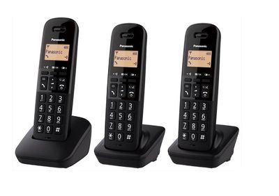 TELEFONO CORDLESS TRIO (3 CORDLESS) NERO PANASONIC KX-TG1613 JTB RUBRICA 50 NOMI ID CHIAMANTE