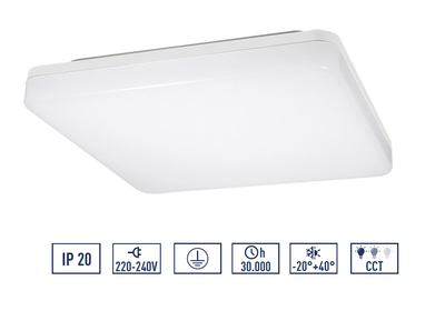 PLAFONIERA LED 24W 2700 LUMEN QUADRATA CON BASE IN METALLO PER INTERNO CON TONALITA' DELLA LUCE SELEZIONABILE - FACILE INSTALLAZIONE BAGNO, GARAGE, CORRIDOI, SCALE