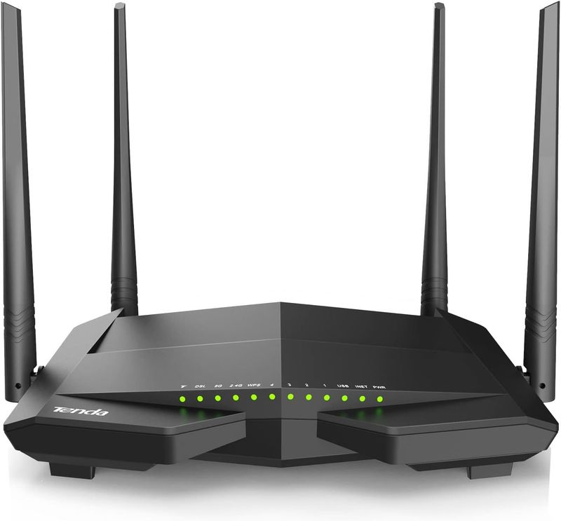 MODEM ROUTER  VDSL/ADSL Tenda V12 AC1200 Dual Band Wi-Fi, 4 Porte Gigabit, tecnologie Beamforming e MU-MIMO, VPN/IPTV/IPv6/WPS