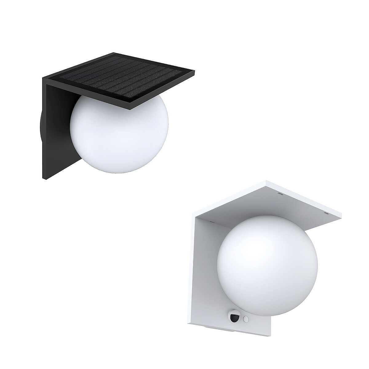 APPLIQUE DA PARETE A PANNELLO SOLARE CON SENSORE CREPUSCOLARE E RILEVATORE PIR DI PASSAGGIO PRESENZA PER ESTERNO IP54 - BATTERIA LITIO LI-ION NERO BIANCA