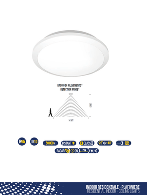 PLAFONIERA LED CON RILEVATORE RADAR DI PASSAGGIO A MICROONDE 16W 1700 LUMEN IN POLICARBONATO IP65 AD ALTA RESISTENZA LUCE BIANCA 4000K TONDA PLAFONIERA LED CON RILEVATORE RADAR DI PASSAGGIO A MICROONDE 16W 1700 LUMEN IN POLICARBONATO IP65 AD ALTA RESISTENZA LUCE BIANCA 4000K TONDA