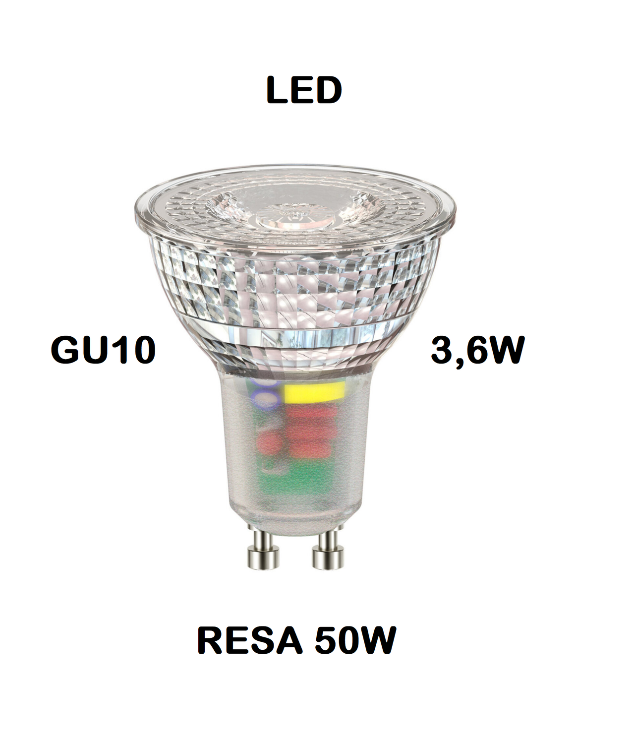 LAMPADINA FARETTO LED GU10 DIMMERABILE 3,6W RESA 50W LUCE CALDA 3000K O 2700K