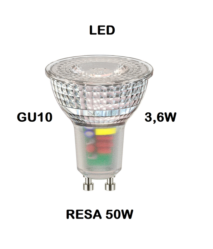 LAMPADINA FARETTO LED GU10 DIMMERABILE 3,6W RESA 50W LUCE CALDA 3000K O 2700K