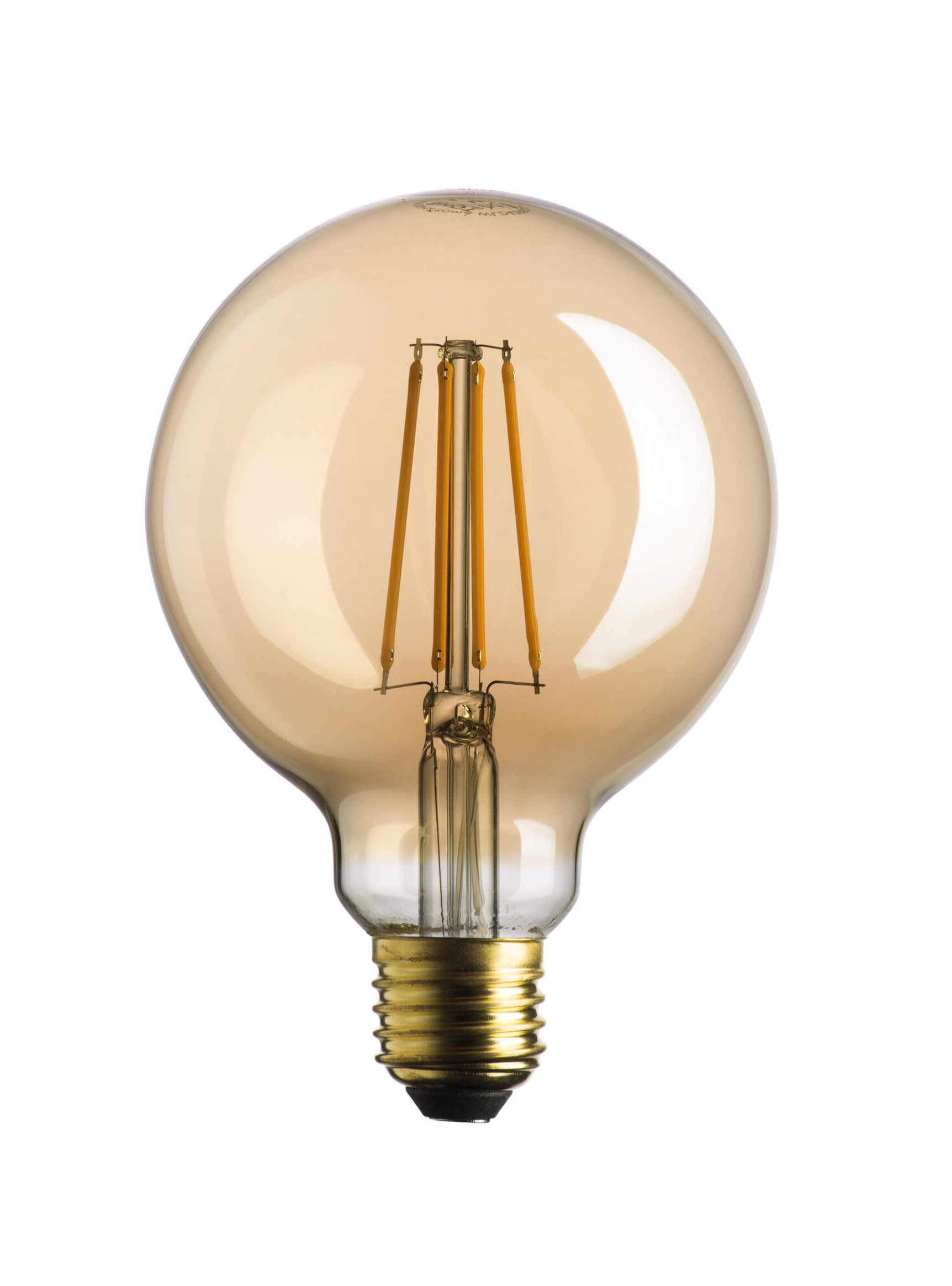 LAMPADINA LED GLOBO 95 LED STICK GOLD E27 7W (RESA 55W) VETRO AMBRATO LUCE MOLTO CALDA 2500K DIAMETRO 95mm
