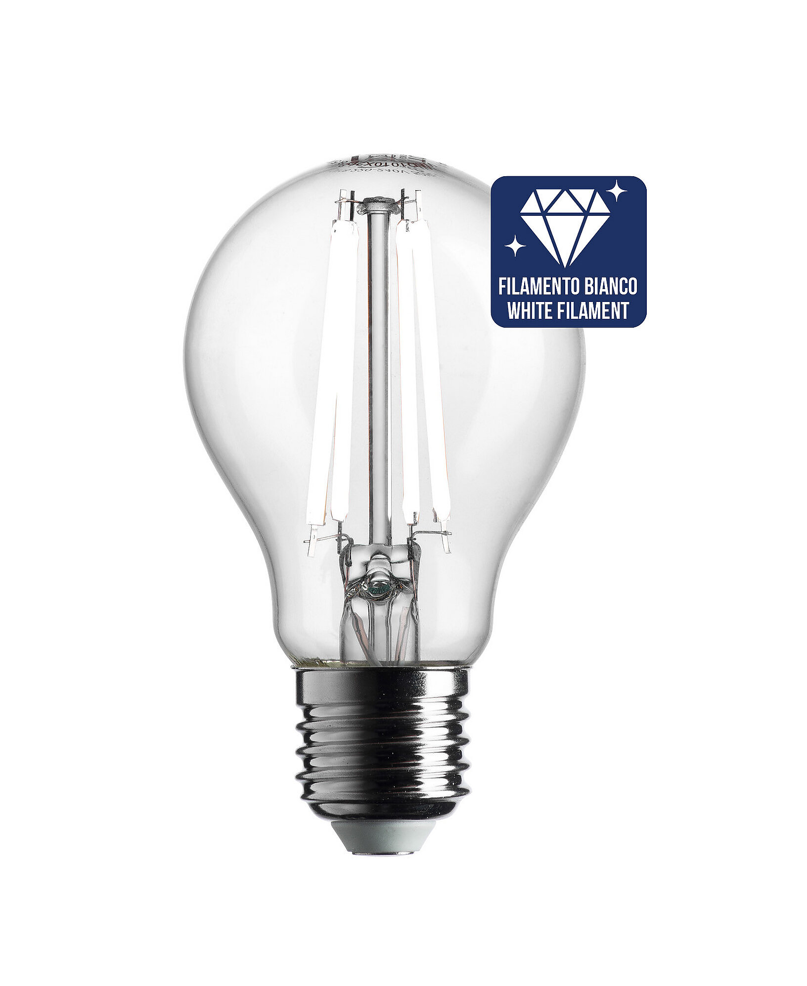 LAMPADINA LED GOCCIA / PERA LED STICK E27 7W (RESA 60W) LUCE CALDA 3000K WIRELED A FILAMENTO BIANCO TRASPARENTE