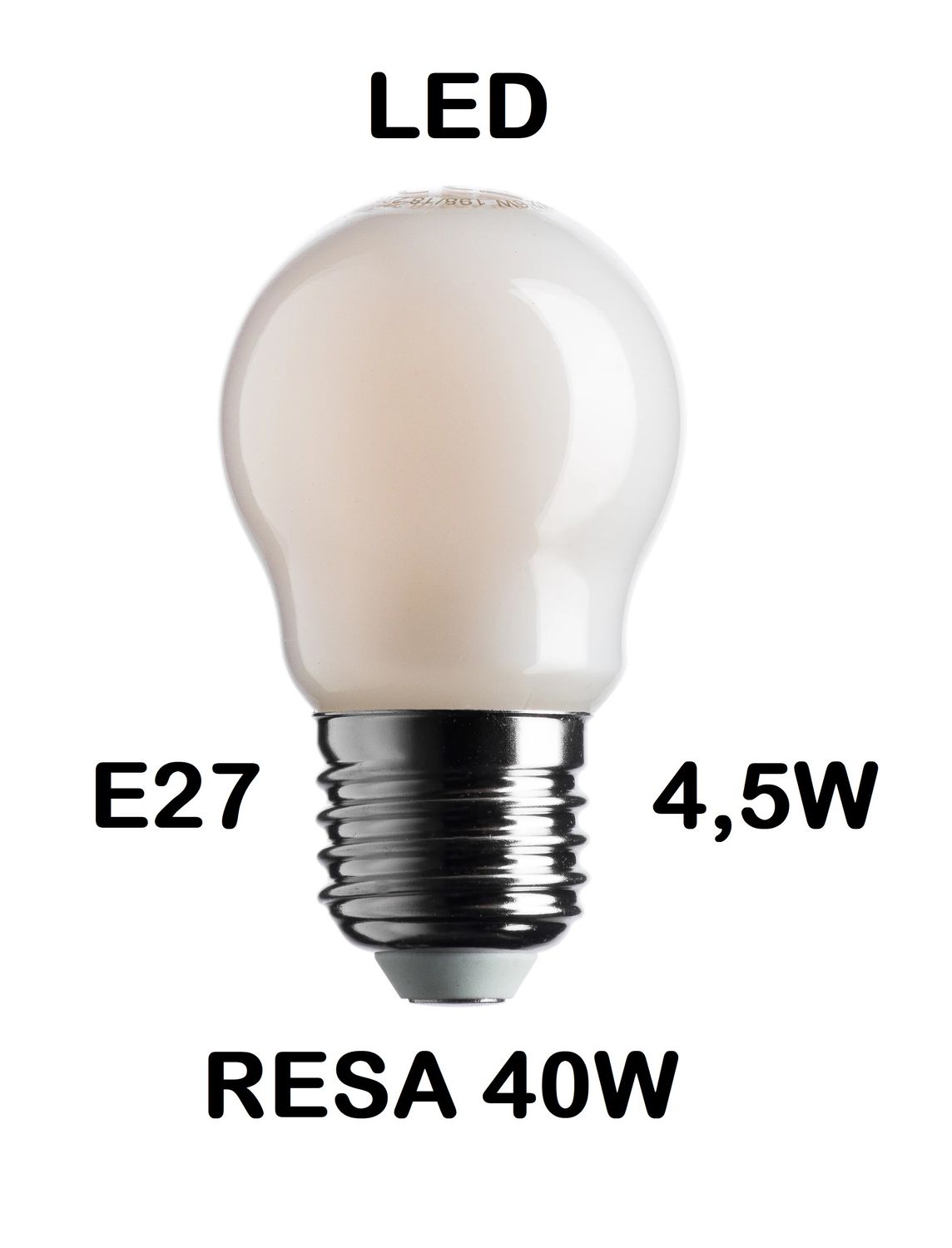 LAMPADINA LED PICCOLA - MINI SFERA / SFERETTA / PALLINA LED STICK E27 4,5W (RESA 40W) IN VETRO SATINATO / SMERIGLIATO / SMERIGLIATA LUCE CALDA 2700K WIRELED A FILAMENTO