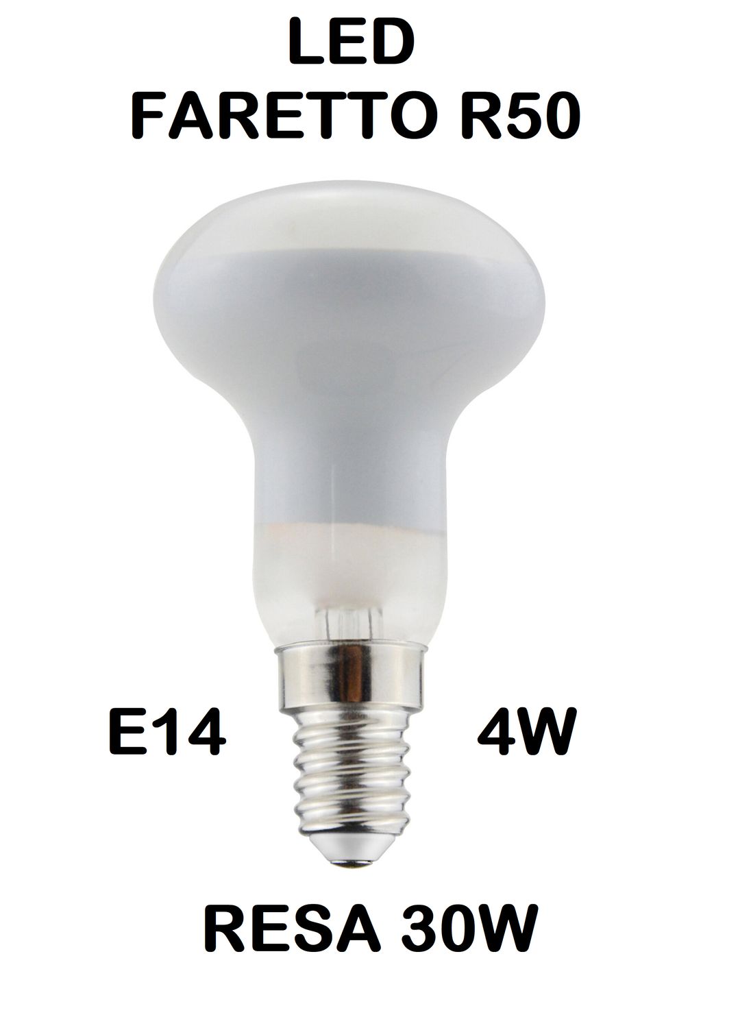 LAMPADINA A FARETTO R50 LED STICK E14 4W (RESA 30W) IN VETRO SATINATO / SMERIGLIATO / SMERIGLIATA LUCE CALDA 2700K WIRELED A FILAMENTO