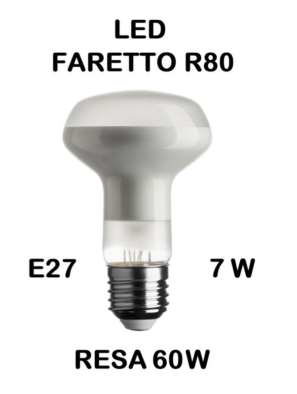 LAMPADINA A FARETTO R80 LED STICK E27 7W (RESA 60W) IN VETRO SATINATO / SMERIGLIATO / SMERIGLIATA LUCE CALDA 2700K WIRELED A FILAMENTO LAMPADINA A FARETTO R80 LED STICK E27 7W (RESA 60W) IN VETRO SATINATO / SMERIGLIATO / SMERIGLIATA LUCE CALDA 2700K WIRELED A FILAMENTO