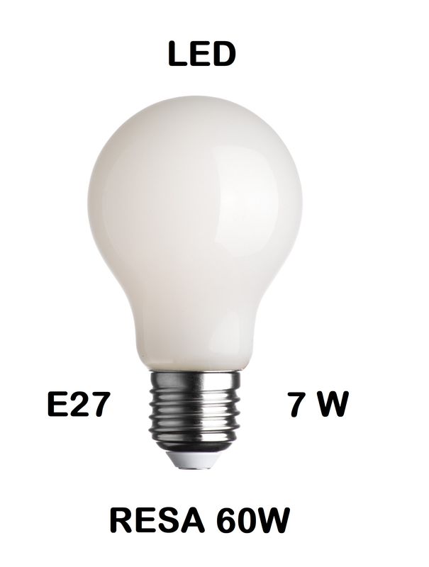 LAMPADINA LED E27 7W (RESA 60W) GOCCIA / PERA TUTTO VETRO BIANCO LATTE / OPALINA / OPALE / SILICA / MILK / FULL LIGHT LUCE CALDA 2700K LAMPADINA LED E27 7W (RESA 60W) GOCCIA / PERA TUTTO VETRO BIANCO LATTE / OPALINA / OPALE / SILICA / MILK / FULL LIGHT LUCE CALDA 2700K