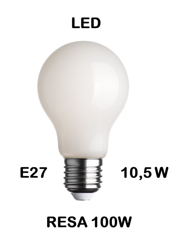 LAMPADINA LED E27 10,5W (RESA 100W) GOCCIA / PERA TUTTO VETRO BIANCO LATTE / OPALINA / OPALE / SILICA / MILK / FULL LIGHT LUCE CALDA 2700K LAMPADINA LED E27 10,5W (RESA 100W) GOCCIA / PERA TUTTO VETRO BIANCO LATTE / OPALINA / OPALE / SILICA / MILK / FULL LIGHT LUCE CALDA 2700K