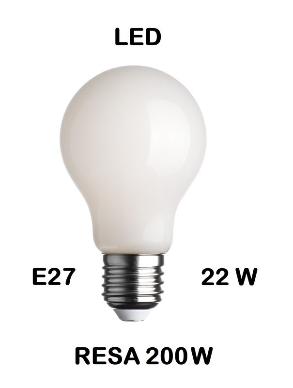 LAMPADINA LED E27 22W (RESA 200W) GOCCIA / PERA TUTTO VETRO BIANCO LATTE / OPALINA / OPALE / SILICA / MILK / FULL LIGHT LUCE CALDA 2700K LAMPADINA LED E27 22W (RESA 200W) GOCCIA / PERA TUTTO VETRO BIANCO LATTE / OPALINA / OPALE / SILICA / MILK / FULL LIGHT LUCE CALDA 2700K
