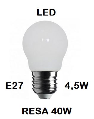 LAMPADINA LED PICCOLA - MINI SFERA / SFERETTA / PALLINA E27 4,5W (RESA 40W) VETRO BIANCO LATTE / OPALINA / OPALE / SILICA / MILK / FULL LIGHT LUCE CALDA 2700K LAMPADINA LED PICCOLA - MINI SFERA / SFERETTA / PALLINA E27 4,5W (RESA 40W) VETRO BIANCO LATTE / OPALINA / OPALE / SILICA / MILK / FULL LIGHT LUCE CALDA 2700K