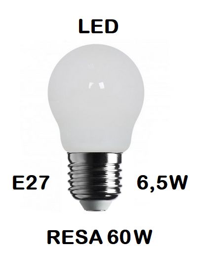 LAMPADINA LED PICCOLA - MINI SFERA / SFERETTA / PALLINA E27 6,5W (RESA 60W) VETRO BIANCO LATTE / OPALINA / OPALE / SILICA / MILK / FULL LIGHT LUCE CALDA 2700K