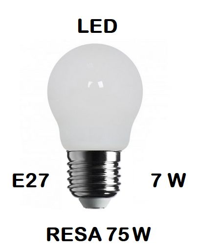 LAMPADINA LED PICCOLA - MINI SFERA / SFERETTA / PALLINA E27 7W (RESA 75W) VETRO BIANCO LATTE / OPALINA / OPALE / SILICA / MILK / FULL LIGHT LUCE CALDA 2700K