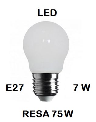 LAMPADINA LED PICCOLA - MINI SFERA / SFERETTA / PALLINA E27 7W (RESA 75W) VETRO BIANCO LATTE / OPALINA / OPALE / SILICA / MILK / FULL LIGHT LUCE CALDA 2700K LAMPADINA LED PICCOLA - MINI SFERA / SFERETTA / PALLINA E27 7W (RESA 75W) VETRO BIANCO LATTE / OPALINA / OPALE / SILICA / MILK / FULL LIGHT LUCE CALDA 2700K