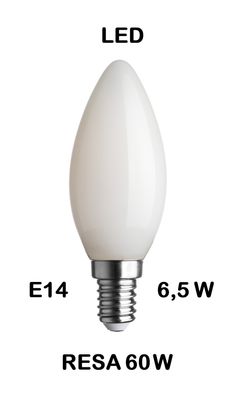 LAMPADINA LED OLIVA / FIAMMA / CANDELA E14 6,5W (RESA 60W) VETRO BIANCO LATTE / OPALINA / OPALE / SILICA / MILK / FULL LIGHT LUCE CALDA 2700K LAMPADINA LED OLIVA / FIAMMA / CANDELA E14 6,5W (RESA 60W) VETRO BIANCO LATTE / OPALINA / OPALE / SILICA / MILK / FULL LIGHT LUCE CALDA 2700K