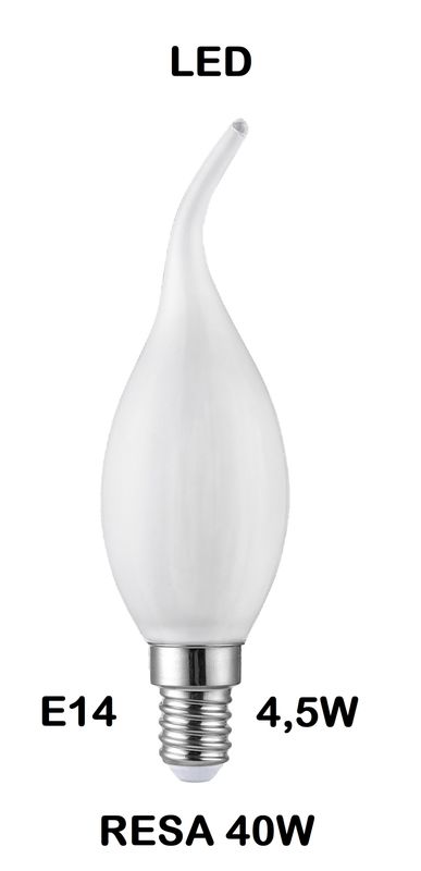 LAMPADINA LED COLPO DI VENTO / FIOCCO / FIAMMA E14 4,5W (RESA 40W) VETRO BIANCO LATTE / OPALINA / OPALE / SILICA / MILK / FULL LIGHT LUCE CALDA 2700K LAMPADINA LED COLPO DI VENTO / FIOCCO / FIAMMA E14 4,5W (RESA 40W) VETRO BIANCO LATTE / OPALINA / OPALE / SILICA / MILK / FULL LIGHT LUCE CALDA 2700K
