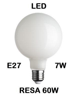 LAMPADINA LED GLOBO DIAMETRO 125mm E27 7W (RESA 60W) VETRO BIANCO LATTE / OPALINA / OPALE / SILICA / MILK / FULL LIGHT LUCE CALDA 2700K G125 LAMPADINA LED GLOBO DIAMETRO 125mm E27 7W (RESA 60W) VETRO BIANCO LATTE / OPALINA / OPALE / SILICA / MILK / FULL LIGHT LUCE CALDA 2700K G125