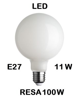 LAMPADINA LED GLOBO DIAMETRO 125mm E27 11W (RESA 100W) VETRO BIANCO LATTE / OPALINA / OPALE / SILICA / MILK / FULL LIGHT LUCE CALDA 2700K G125 LAMPADINA LED GLOBO DIAMETRO 125mm E27 11W (RESA 100W) VETRO BIANCO LATTE / OPALINA / OPALE / SILICA / MILK / FULL LIGHT LUCE CALDA 2700K G125