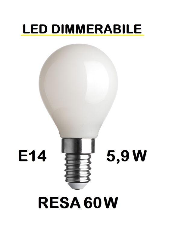 LAMPADINA LED PICCOLA - MINI SFERA / SFERETTA / PALLINA E14 5,9W (RESA 60W) VETRO BIANCO LATTE / OPALINA / OPALE / SILICA / MILK / FULL LIGHT LUCE CALDA 2700K DIMMERABILE LAMPADINA LED PICCOLA - MINI SFERA / SFERETTA / PALLINA E14 5,9W (RESA 60W) VETRO BIANCO LATTE / OPALINA / OPALE / SILICA / MILK / FULL LIGHT LUCE CALDA 2700K DIMMERABILE