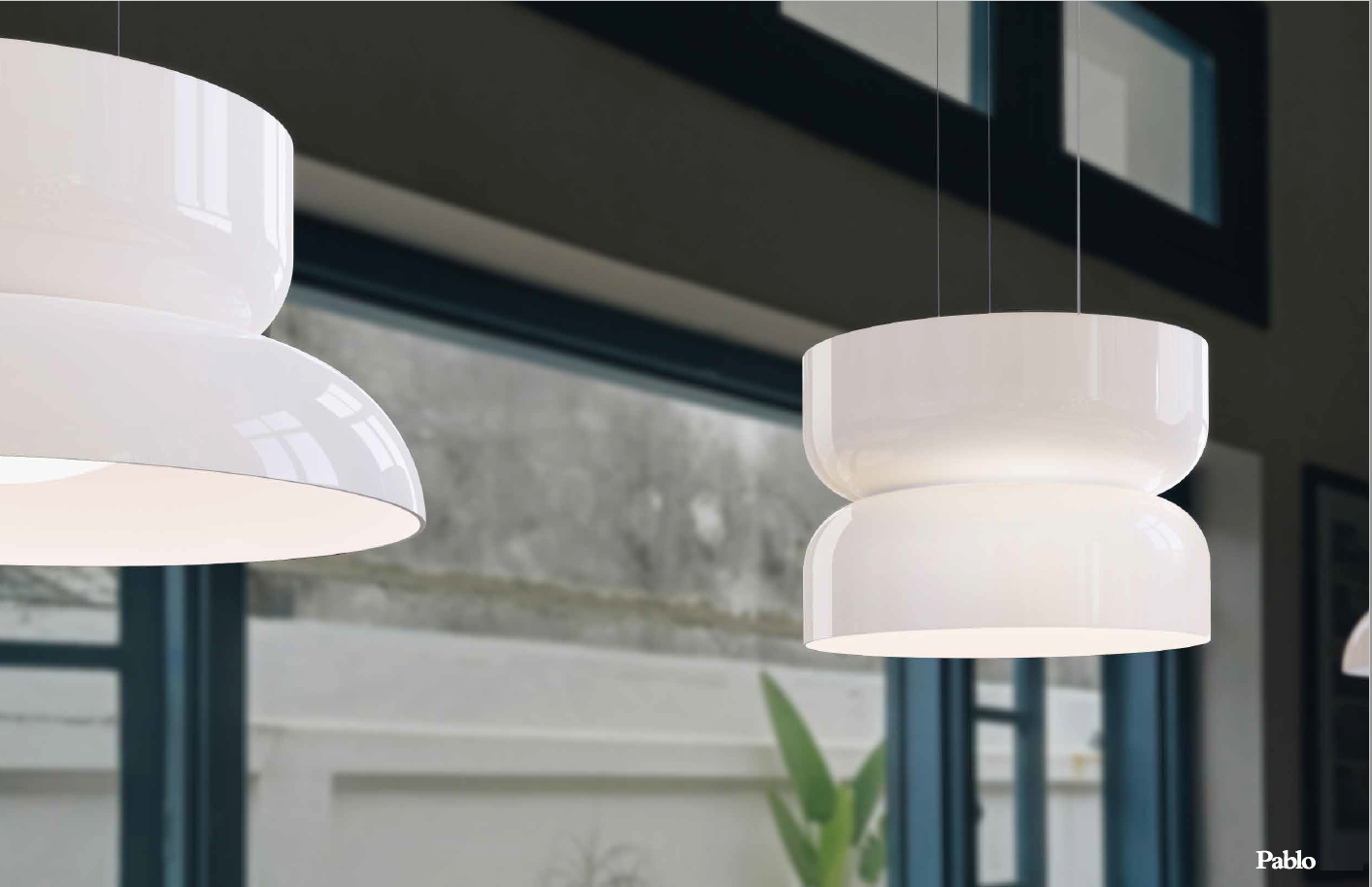 TOTEM UP / DOWN LIGHT PABLO - LAMPADA DESIGN DA SOSPENSIONE COMPONIBILE CON PARALUME IN VETRO OPALINO SOFFIATO A BOCCA - FINO A 20 COMPOSIZIONI DIFFERENTI REALIZZABILI (ANCHE COSTUM)