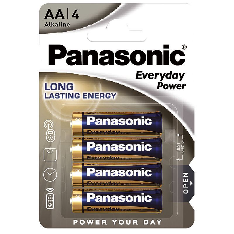 Blister 4 Batterie Alcaline stilo AA Panasonic EVERYDAY POWER