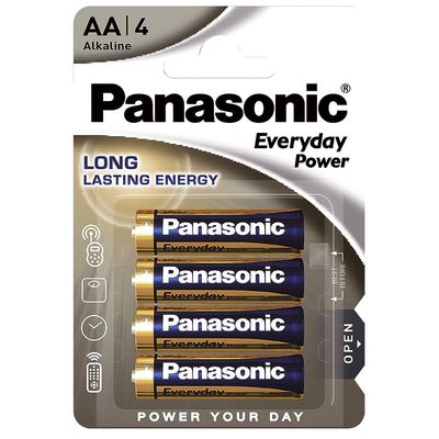 Blister 4 Batterie Alcaline stilo AA Panasonic EVERYDAY POWER