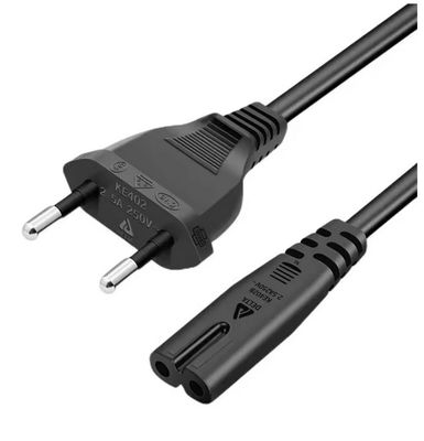 CAVO DI ALIMENTAZIONE 2 POLI 10A - FORMA DI OTTO (8) 1,5 METRI NERO - PER COLLEGAMENTO ALLA RETE ELETTRICA