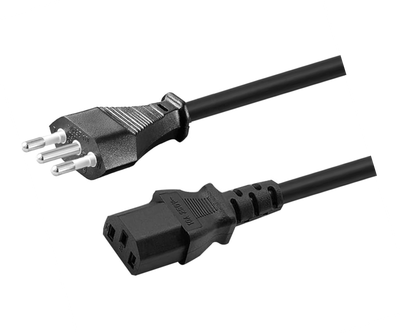 CAVO DI ALIMENTAZIONE CON PRESA VDE CON SPINA ITALIANA 10A 3 POLI / PIN / TRIPOLARE - LUNGHEZZA 1,5 METRI NERO - ADATTO PER MONITOR, COMPUTER, STAMPANTE, TELEVISIONE, TV, LETTORI DVD, SCANNER, DECODER