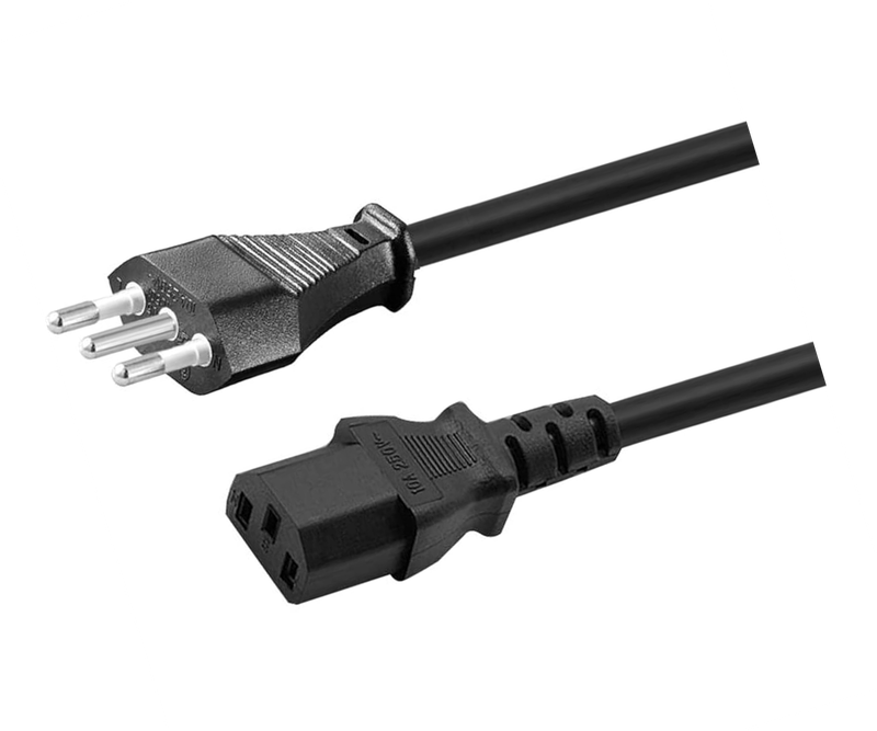 CAVO DI ALIMENTAZIONE CON PRESA VDE CON SPINA ITALIANA 10A 3 POLI / PIN / TRIPOLARE - LUNGHEZZA 3 METRI NERO - ADATTO PER MONITOR, COMPUTER, STAMPANTE, TELEVISIONE, TV, LETTORI DVD, SCANNER, DECODER