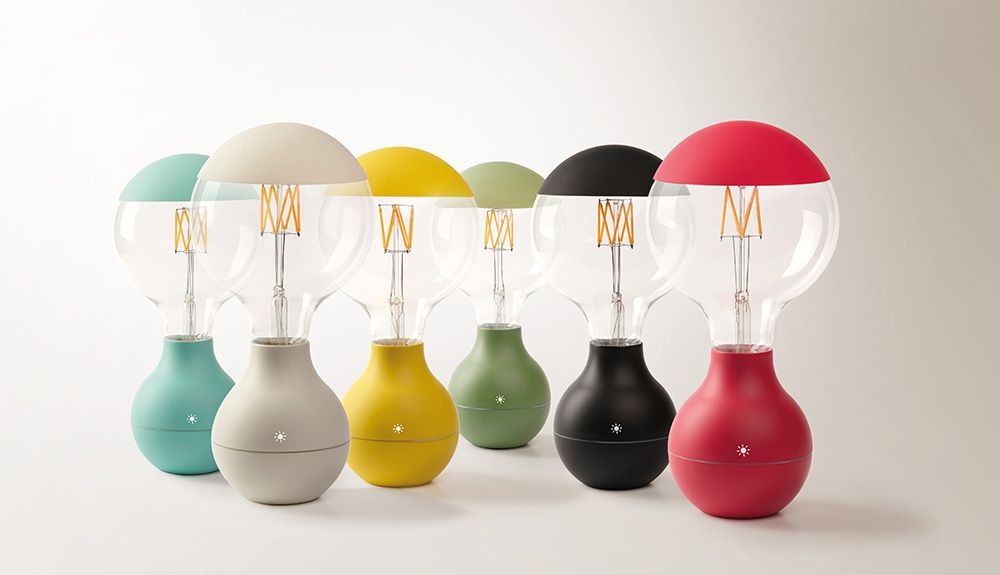 LAMPADA LED PORTATILE A BATTERIA DESIGN 6 COLORI: BIANCO, NERO, TIFFANY, GIALLO, VERDE SALVIA, ROSSO INTENSO - CON 3 INTENSITA' DI ILLUMINAZIONE