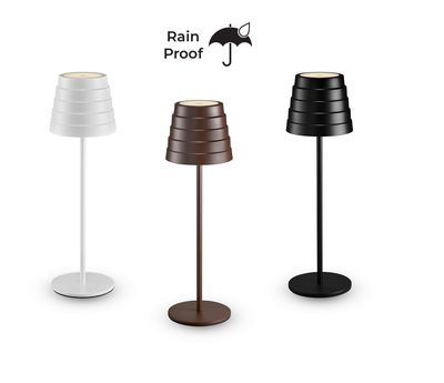 LAMPADA LED DA TAVOLO DIMMERABILE TOUCH - CORPO IN ALLUMINIO E DIFFUSORE IN POLICARBONATO - IMPERMEABILE (IP54) RICARICABILE CON CAVO USB-C INCLUSO - BIANCO E NERO