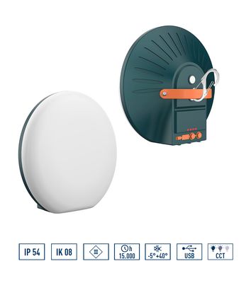 PROIETTORE LED MULTIUSO RICARICABILE PER LAVORO 4W IP54 COMPATTA E LEGGERA - INTENSITÀ LUCE REGOLABILE - TONLITÀ CALDA BIANCO NATURALE O FREDDA SELEZIONABILE - TONDA