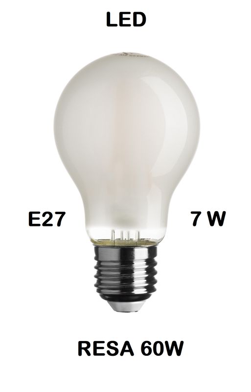 LAMPADINA LED GOCCIA / PERA LED STICK E27 7W (RESA 60W) IN VETRO SATINATO / SMERIGLIATO / SMERIGLIATA LUCE CALDA 2700K WIRELED A FILAMENTO TRASPARENTE