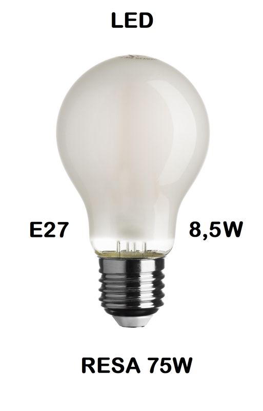 LAMPADINA LED GOCCIA / PERA LED STICK E27 8,5W (RESA 75W) IN VETRO SATINATO / SMERIGLIATO / SMERIGLIATA LUCE CALDA 2700K WIRELED A FILAMENTO TRASPARENTE