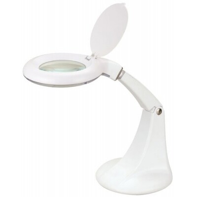 LAMPADA DA TAVOLO A 15 LED 10W CON LENTE INGRANDIMENTO 3 + 12 DIOTTRIE E COPERCHIO. ADATTA PER LAVORI DI ODONTOIATRIA, ESTETISTA, LABORATORIO, PARRUCCHIERE, UNGHIE, RICAMO, TATUAGGI, RESTAURO