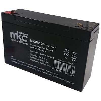 BATTERIA AL PIOMBO 6V 12Ah TAMPONE Accumulatore ricaricabile ciclica FASTON 4,8 mm