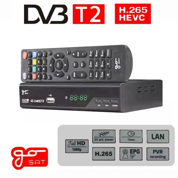 DECODER Ricevitore TV digitale terrestre DVB-T2 - H265 - Italiano - con telecomando programmabile