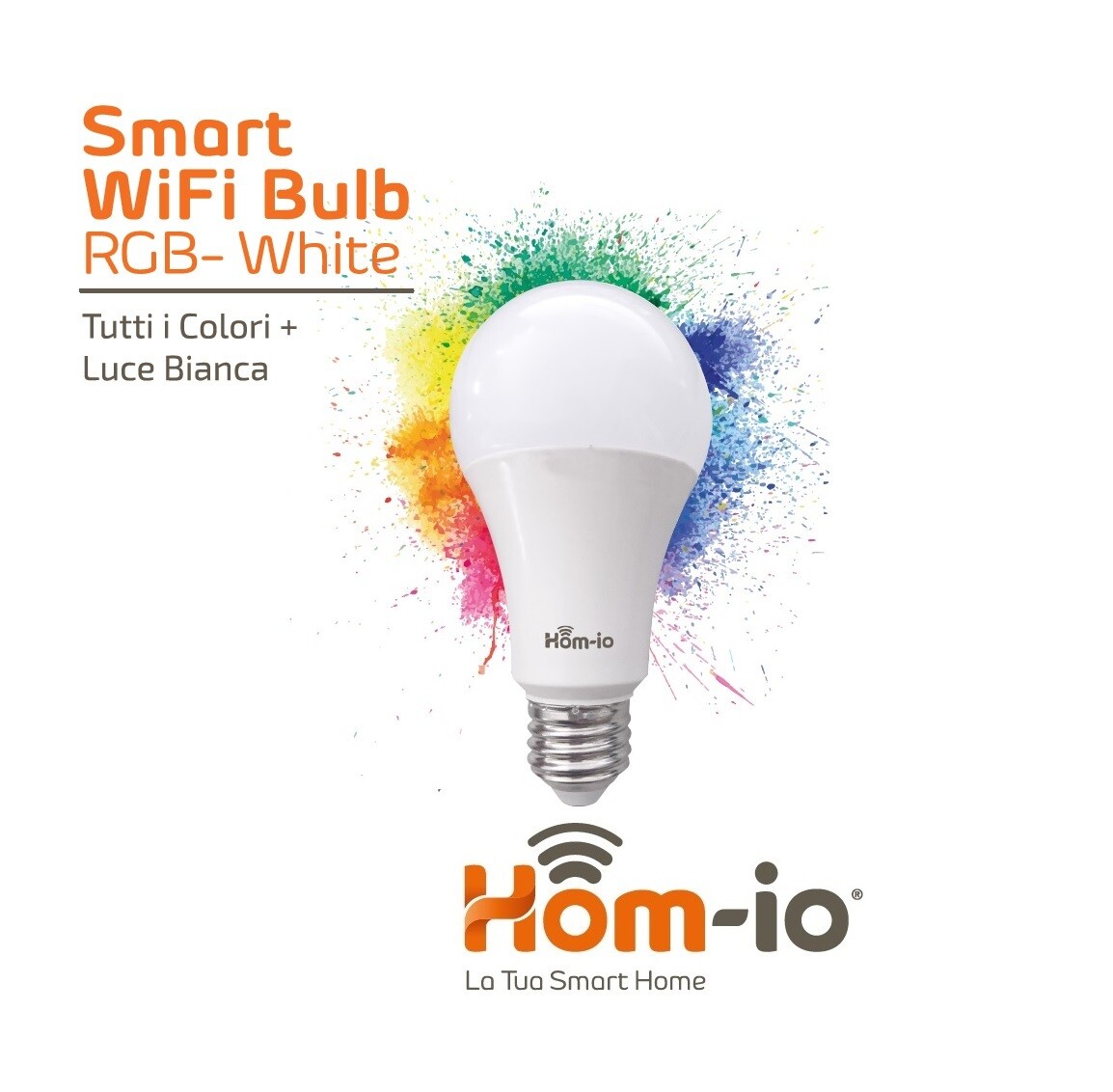 LAMPADINA LED SMART WIFI E27 10W MULTICOLORE RGBW DIMMERABILE HOM-IO DOMOTICA