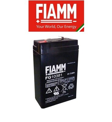 BATTERIA AL PIOMBO 6V 3,8Ah TAMPONE Accumulatore ricaricabile ciclica FASTON 4,8 mm FIAMM ALTA AFFIDABILITA