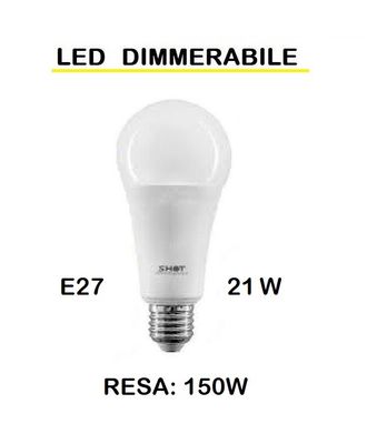 LAMPADINA LED E27 18W (RESA 150W) LUCE CALDA 2700K OPALE GOCCIA / PERA OPALE SMD DIMMERABILE
