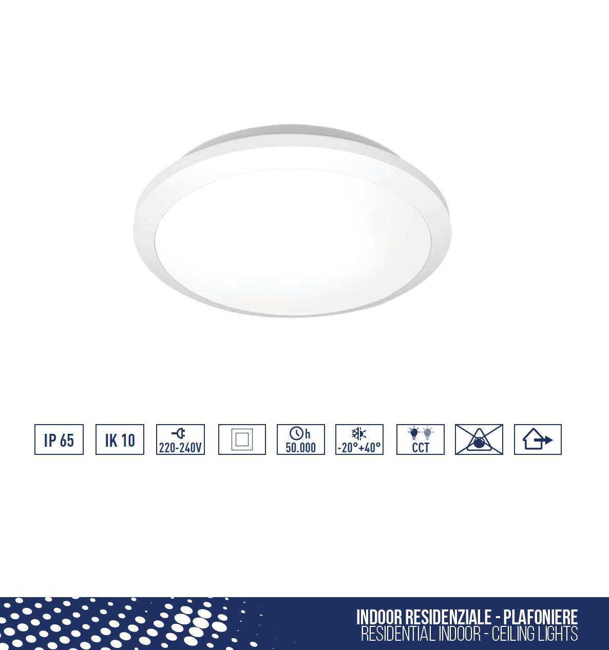 PLAFONIERA LED ALTA LUMINOSITÀ 25W IN POLICARBONATO IP65 AD ALTA RESISTENZA LUCE CALDA O BIANCA SELEZIONABILE TONDA